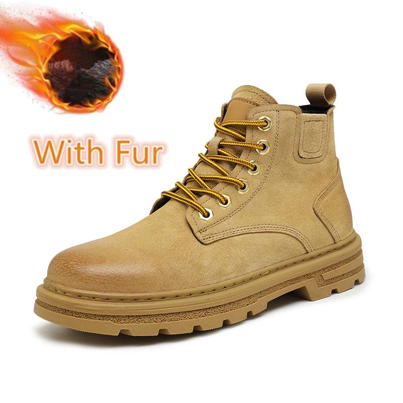 Men's Ankle Boots Fashion Leather Motorcycle Boots Outdoor High Top Casual Shoes Non-slip Male Botas Walking Shoes