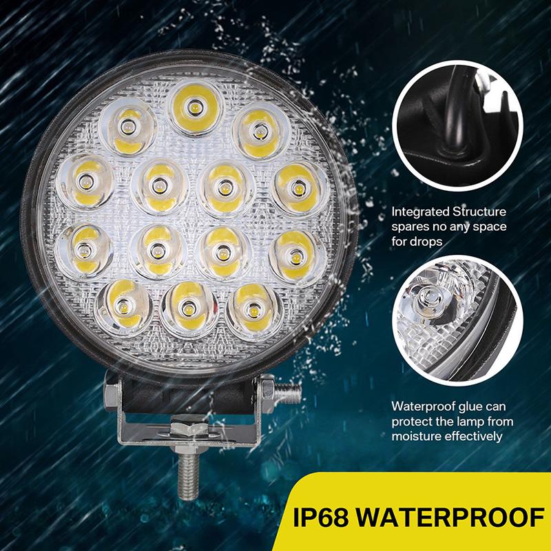 4'' 42W Led Flood Round Work Light Offroad Truck Car Suv Atv Driving Lamp