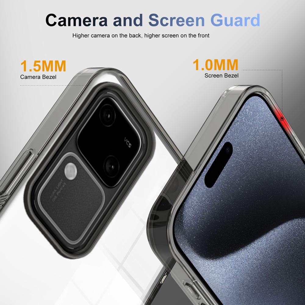 KEYSION Transparent Case for VIVO V30 Pro 5G V30 Soft TPU+PC Anti-slip HD Clear Shockproof Phone Back Cover for VIVO V30 5G