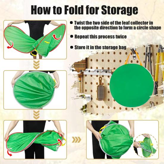 Leaf Collector Foldable Dustpan Portable Pop-Up Leaf Bag Leaf Pick Up Tool Reusable Garden Waste Bag for Yard Leaves Lawn Trash