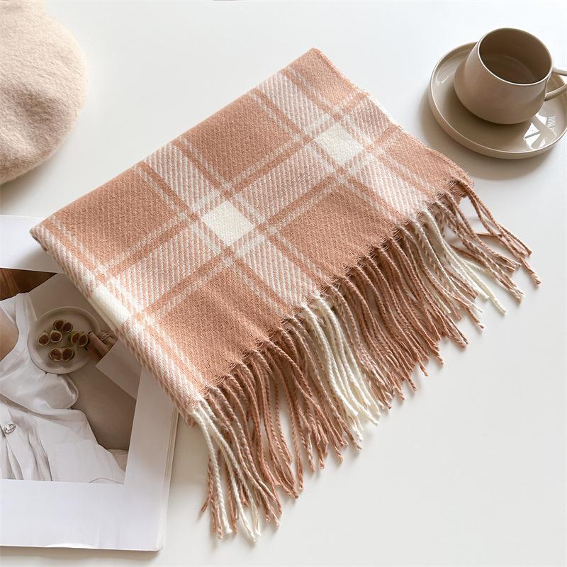 65*200Cm Cashmere Women Scarf Winter Warm Plaid Pashmina Shawl Wrap Tassels Neckerchief For Fashion Luxury Foulard