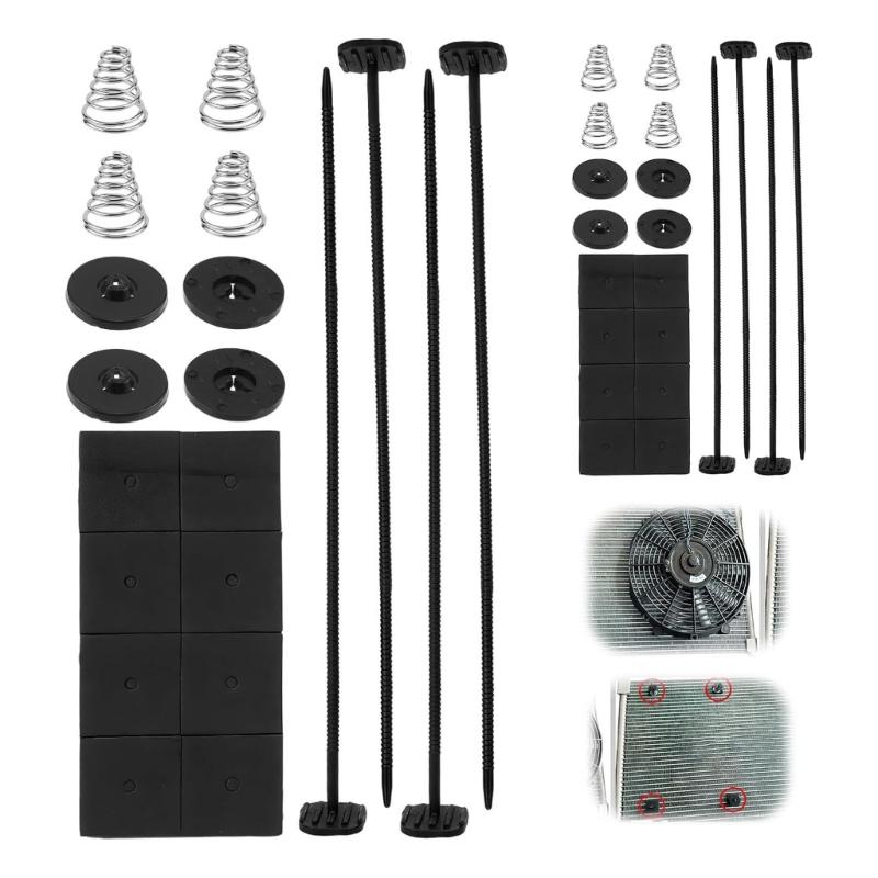 Radiator Fan Mount Zip Ties Clip Electric Transmission Coolers Tie Strap Easy Installation Universal Car Fan Mounting Kit