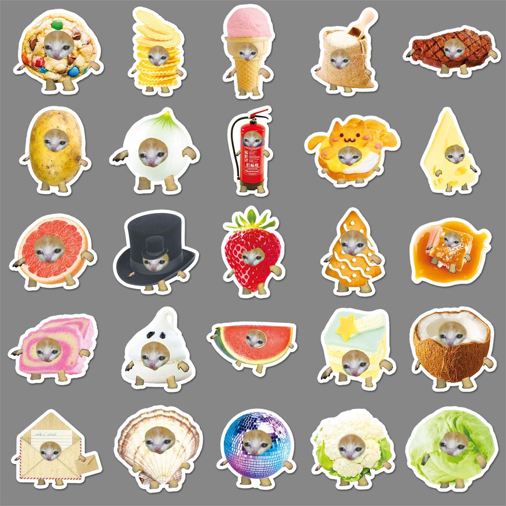 50 Funny Cat Head Graffiti Stickers Emoticon Packaging Mobile Phone Case Water Cup Computer Stickers