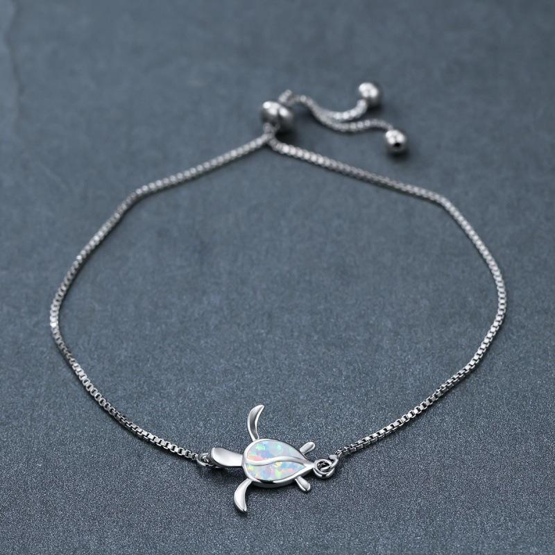 Personalized Platinum Blue Opal Single Turtle Drawstring Bracelet Simple Temperament Premium Jewelry