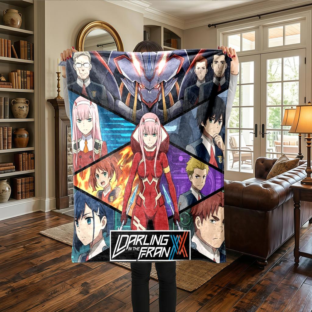 DARLING In the FRANXX Flannel Blanket Printed - Warm, For Bedrooms, Travel -HE11