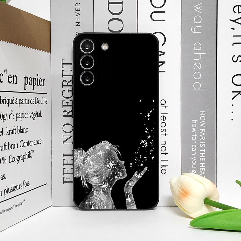 Creative Black Stardust Girl Pattern Phone Case for Google Pixel 10 9 A 8 A 7A 6A 7 PRO 8 9 Pro XL 4G 5G Silicone Soft Cover Y2K