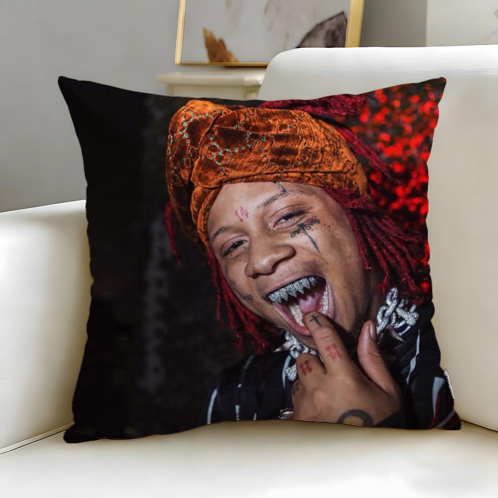Popular Rapper Trippie Redd Cushion Cover Soft EasyWash Pillow Case Versatile for Couch Bed Travel and Office