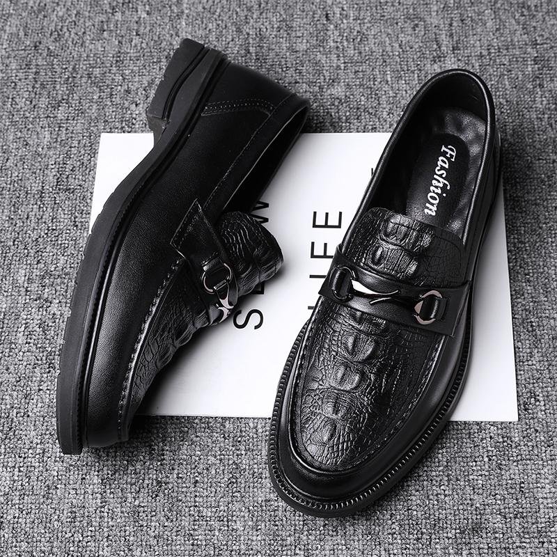 WAERTA Men Comfortable Formal Dress Oxford Shoes for Men Gunine Leather Men Moccasins Lace Up Rubber Shoes Black Shallow Solid