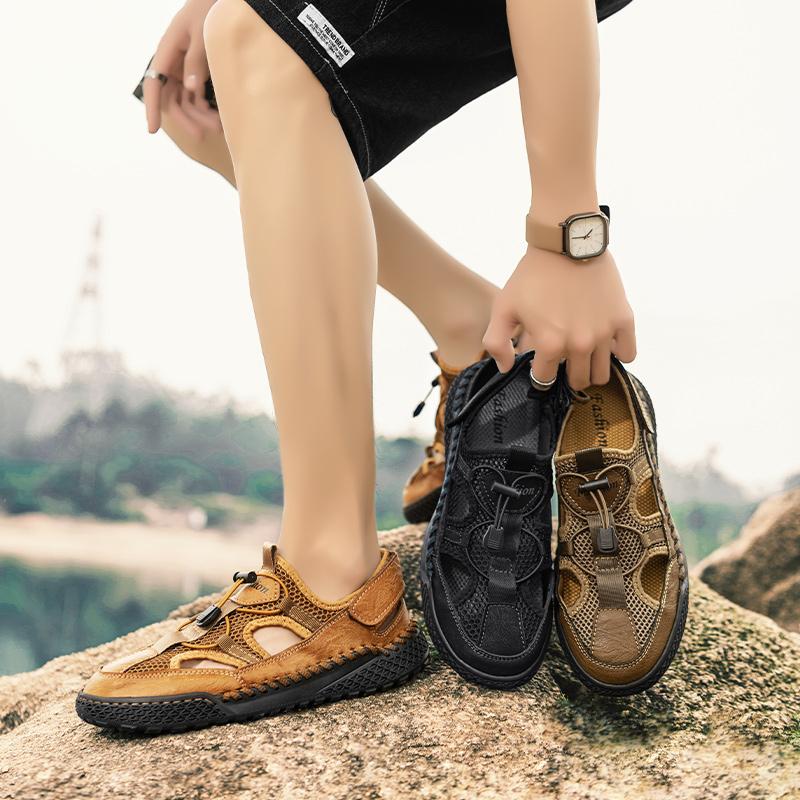 Men Hiking Sandals Outdoor Black Brown Wide Palm Athletic Closed Toe Sport Sandals Summer Beach Shoes Large Size