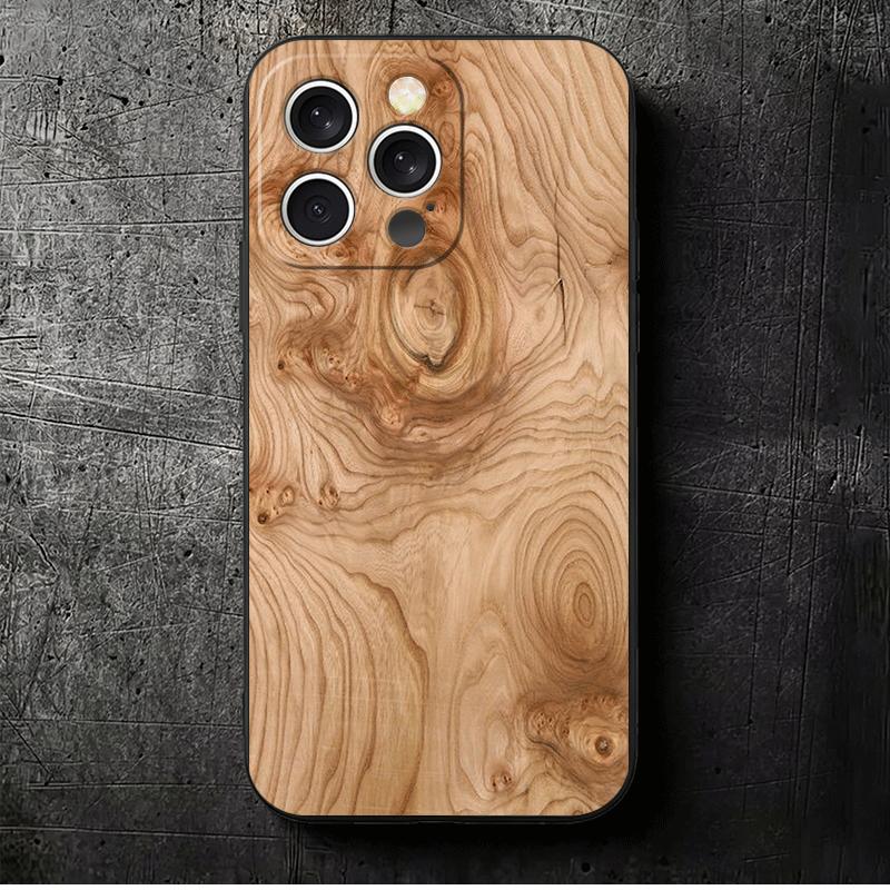 Vintage Wood Grain Pattern Soft Phone Case for iPhone 16 16E 17 Air 15 Pro Max 14 Plus 13 Mini 11 12 7 Black Cover Back Shell