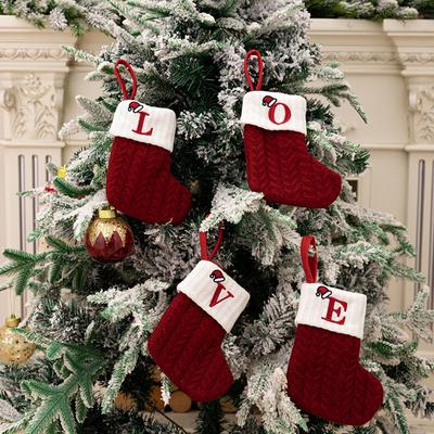 Christmas Socks Knitting Snowflake Letter Stockings Christmas Decoration Xmas Tree Ornaments For Home New Year 2024 Navidad Gift