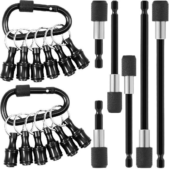 1/4 Inch Hex Shank Bit Holder, Portable Socket Drill Bit Holder, Quick Change Alloy Long and Short Drill Bit Extension Bar, Keychain Screwdriver Bits