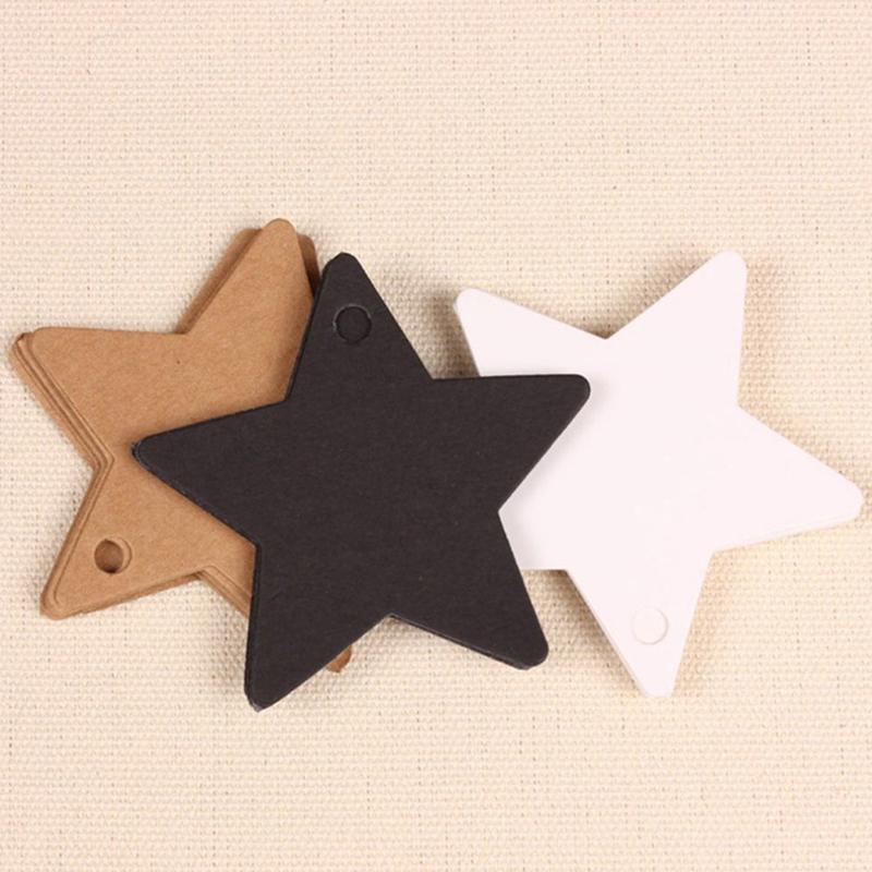 100PCS Kraft Paper Star Shape Label Writable Blank Hanging Tag Decorative Marking Card 3 Colors Available Gift Package Props ZYF