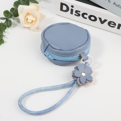 Fashion Flower Mini Round Coin Change Bag Women's Portable Versatile Wrist with Keychain