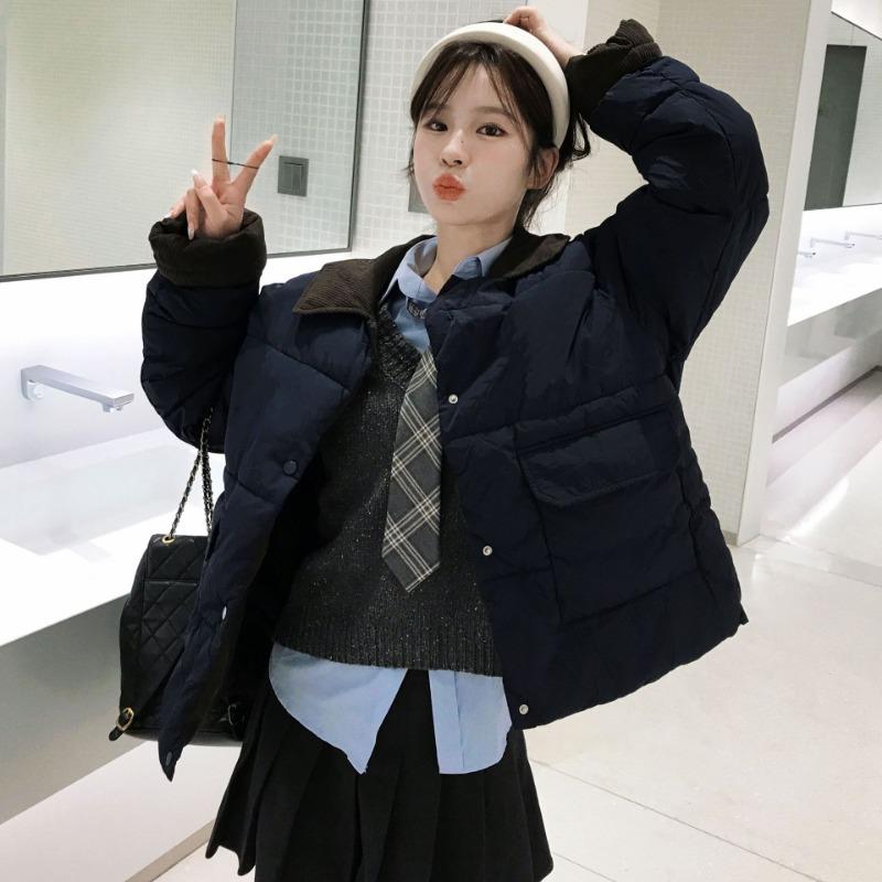 Padded Clothes Women's New Winter Corduroy Splicing Padded Clothes Large Size Padded Thick Jacket Padded Jacket