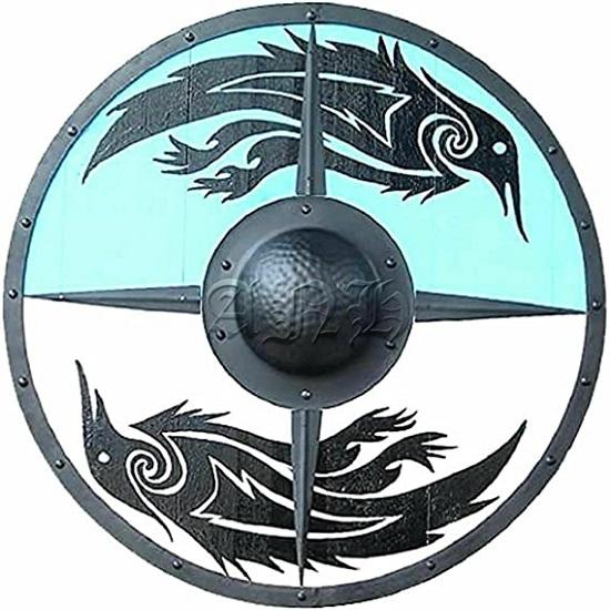 

Средневековый щит викингов Raven Ragnar, готовый к бою, деревянный круглый щит викингов Lagertha, реквизит для косплея
