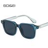 SO&EI Retro Square Rivets Men Sunglasses Fashion Yellow Blue Shades UV400 Women Trending Gradient Sun Glasses