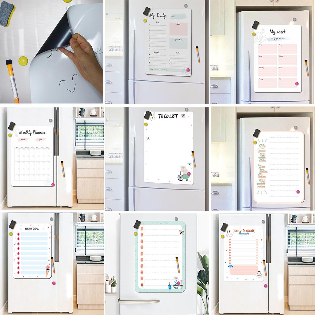 Sticker Magnétique pour Tableau de Shopping Semainier Effaçable à Sec Réfrigérateur