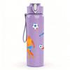 1 Stück Fußballspieler-Gruppen-Silhouette 750ml Farbe Kunststoff Sport-Wasserflasche Auslaufsicher Klappdeckel mit Strohhalm Geeignet für Sport, Büro, Heimgebrauch