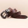Men's Genuine Leather Western Belt with Texan Buckle - Top Layer Cowhide, Retro Style, Stock Clearance.
