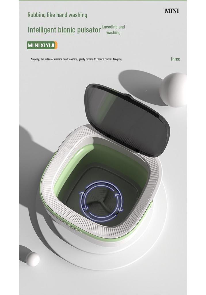 Portable Folding Mini Washing Machine - 12L Automatic for Underwear & Dorms