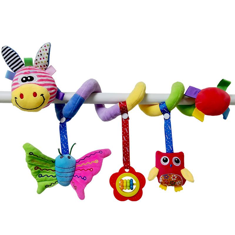 Baby Toy Stroller Spiral Activity Plush Hanging Rattle Toys Car Seat Toys Stroller Sensory Toy For 0 6 12 24 Months Newborn Gift