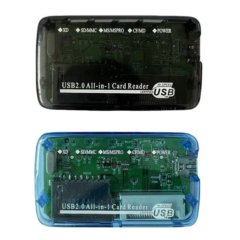 Transparent USB 2.0 Card Reader Dongle CF MS TF M2 XD SD Memory Card Writer 480Mbps View Data Transfer Adapter Plug Play