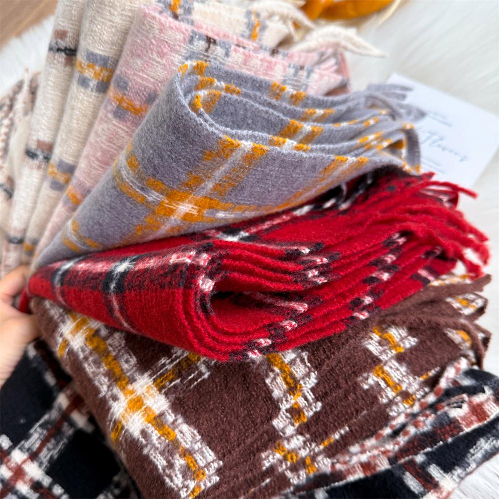 Women Lattice Cashmere Warm Pashmina Scarf Winter Thick Fashion Wild Scarf Shawl Soft Tassel Bufanda Blanket Couple Scarves