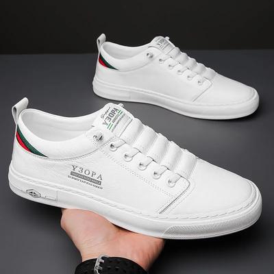Zapatos de Hombre Cómodos Casuales Zapatos Blancos, Zapatos de Cuero, Clásicos Británicos Transpirables y a Prueba de Olores Zapatos Casuales Blancos, Suela Blanda y Superficie Suave