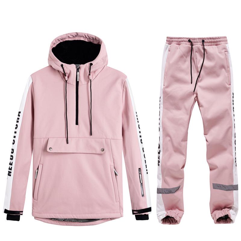 Unisex Couples' Ski Hoodie Set: Warm, Thickened Snowboard Suit for Men and Women.