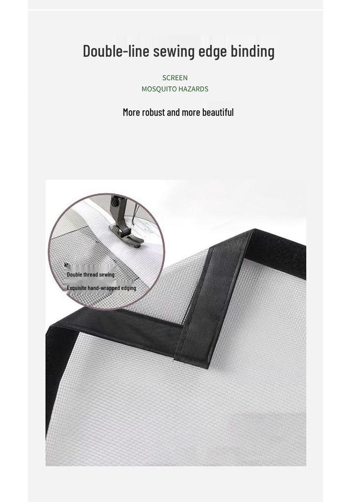 Self-Adhesive Black Mesh Window Screen with Zippered Nano PP and Velcro Edging for Easy Mosquito Protection