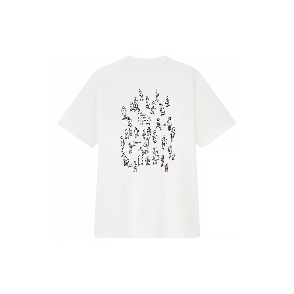 UNIQLO Loose Fit Round Neck Letter Print T-Shirt Unisex tops White 434379-00