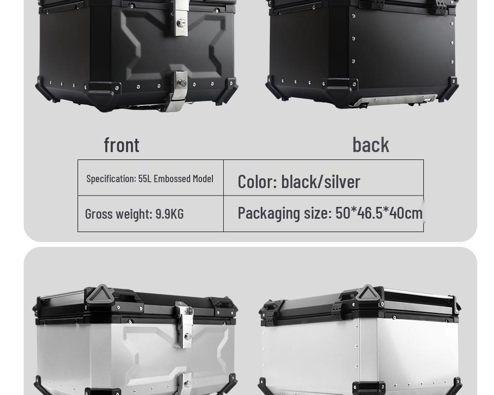 Quick Release Aluminum Motorcycle Tail Box - Available In 28L To 100L Capacities