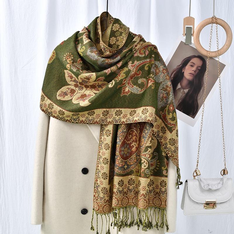 Hot-selling popular cashew nut pattern fringed scarf female Xiyin versatile good-looking shawl female