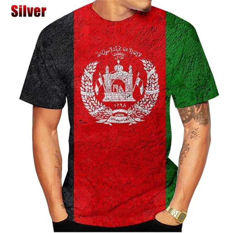 

Футболка з тривимірним друком у літньому стилі з прапором Афганістану. Чоловічий і жіночий одяг. Одяг із круглим вирізом. Топи з короткими рукавами. Вуличний одяг. Футболка. S