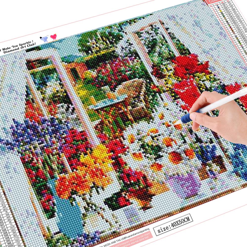 

DIY 5D Алмазная картина ЦВЕТОК Полный круглый Алмазная вышивка Вышивка Алмазное украшение дома 30*40 cm