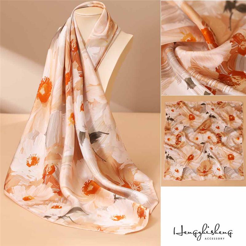 68*68cm 100% Mulberry Silk Scarf Luxury Printed Square Shawl Elegant Lightweight Soft Summer Fashion Accessory Women