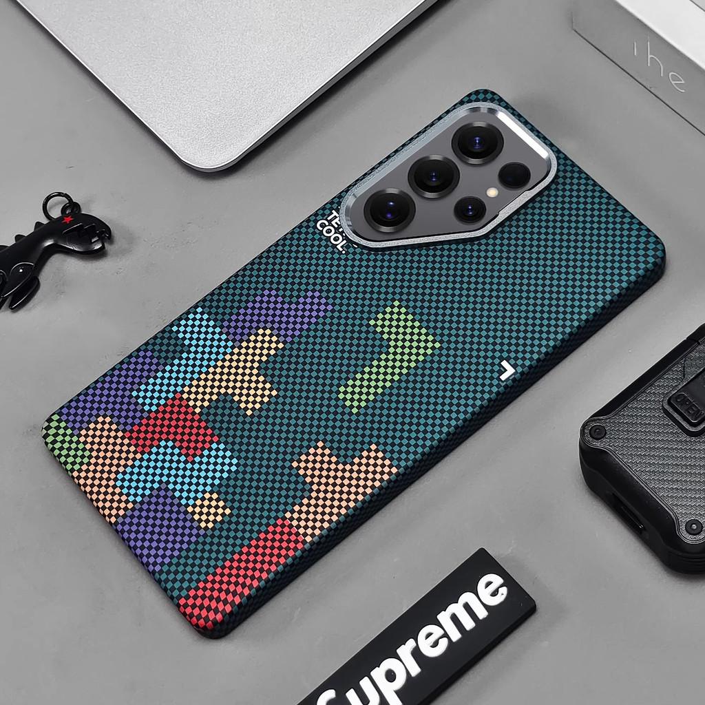 Fashion Patterns Carbon Fiber Texture N52 Magnet Phone Case for Samsung S26 Ultra S25 Ultra S24 Ultra S23U /Shockproof /Thin Anti-fingerprint