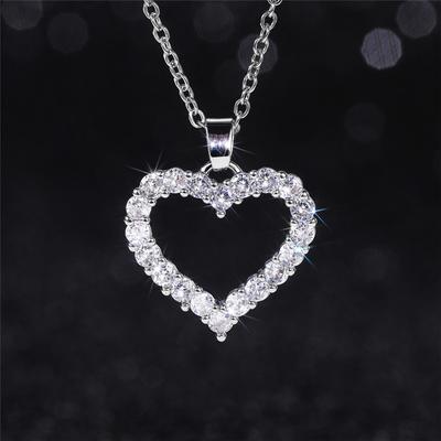 Nouveau collier pendentif coeur princesse Bling Bling couleur argent colliers de fiançailles de mariage romantique bijoux tendance pour femmes