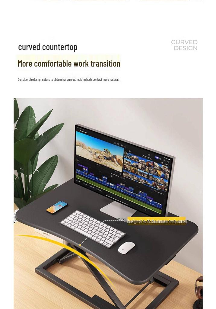 Estação de Trabalho de Mesa Ajustável em Altura para Monitor e Laptop