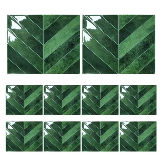10Pcs Wall Stickers Dark Green Leaf Pattern Easy to Paste Anti-Slip Wall Decals Living Room Bedroom Kitchen Decor
