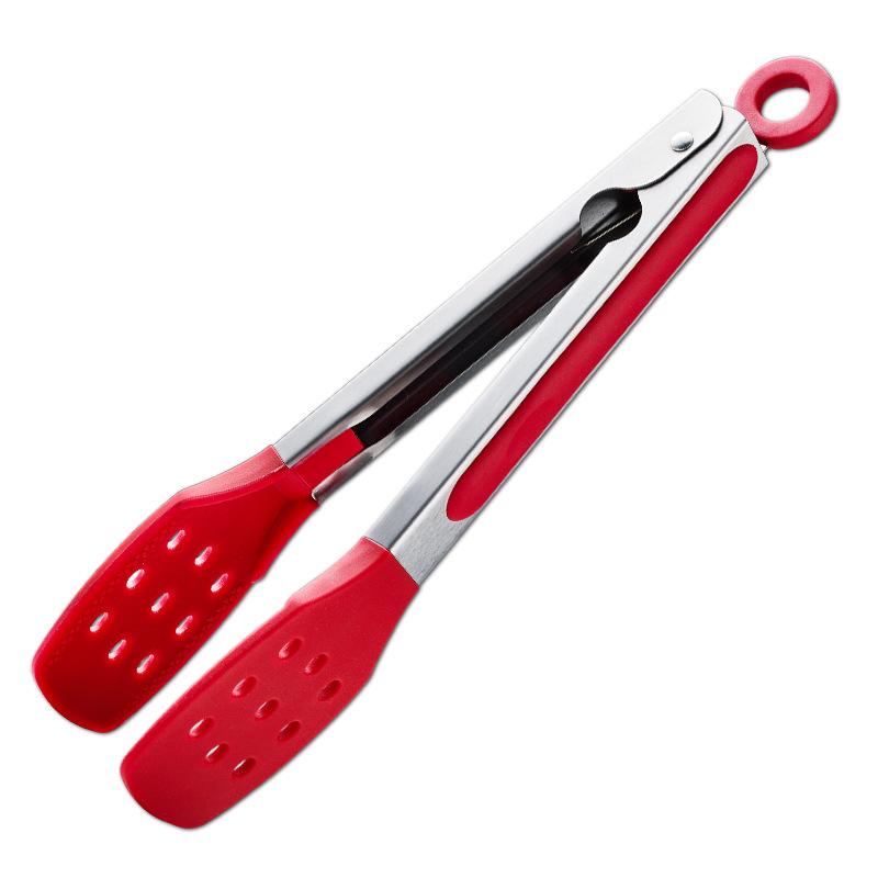 In Stock Silica Gel Food Clip Thickened Stainless Steel Food Tong Outdoor BBQ Clamp Buffet Bread Steak Barbecue Clip