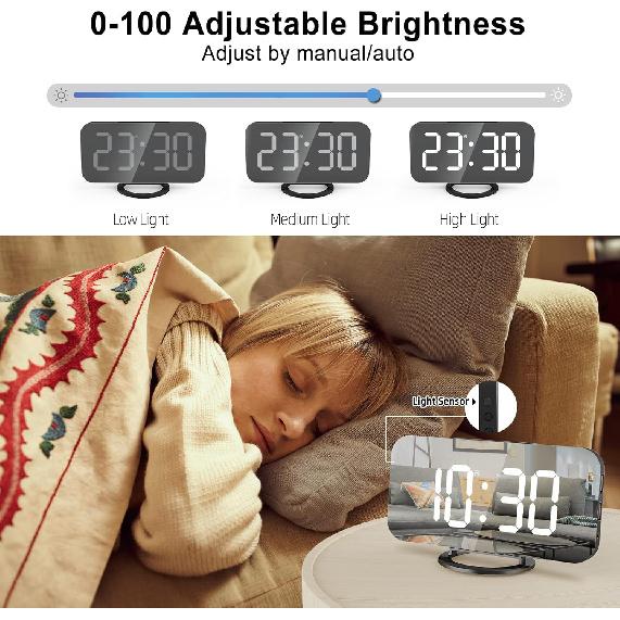 Extra Loud Vibrating Alarm Clock, Digital Alarm Clock with Bed Shaker, Large Display, USB Charger, Wake Up Light, Digital Loud Electronic Clock for