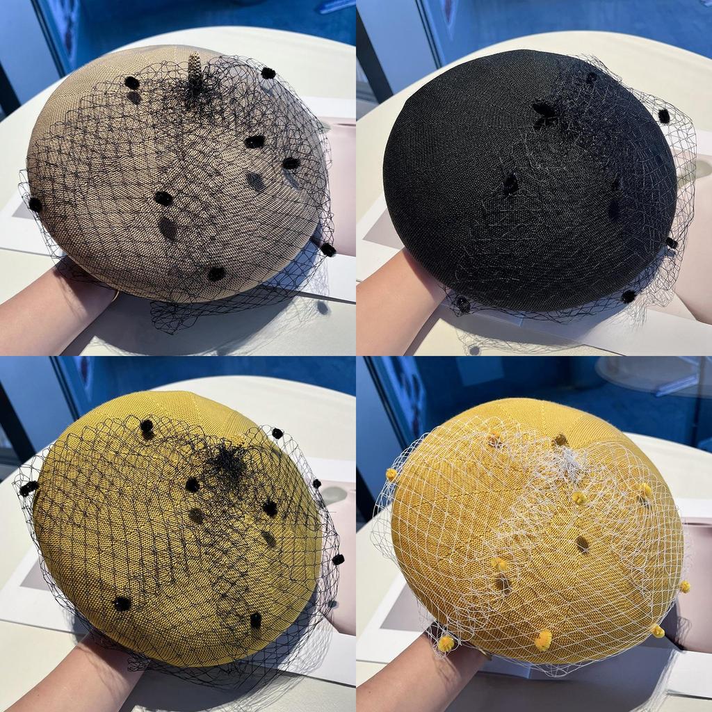 Stylish Mesh Cotton Beret Hat For Women With Vintage Design And Breathable Fit For Daily Use