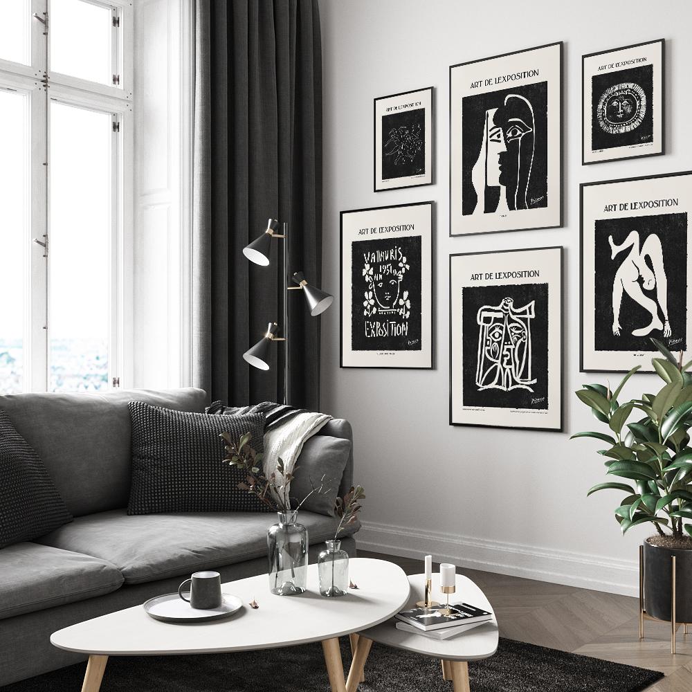 Retro Pablo Picasso Posters And Prints Abstract Neutral  Black  Wall Art Canvas Painting Pictures For Living Room Nordic Decor