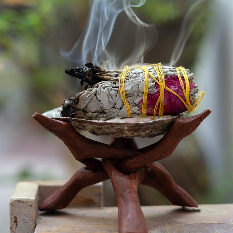 White Sage, Blue Sage, Cedar Stick, Palo Santo, Incense Tower, and Abalone Shell Set