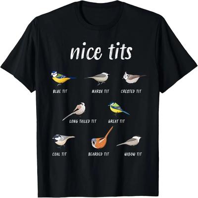 Nice-tits Funny Bird Watching Gift Birder Men Dad T-Shirt