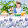 Peryiter 3 Pcs Spring Hydrangea Plastic Tablecloths Watercolor Flower Butterfly Tablecloth Disposable Table Cover Floral Table Cloth for Easter