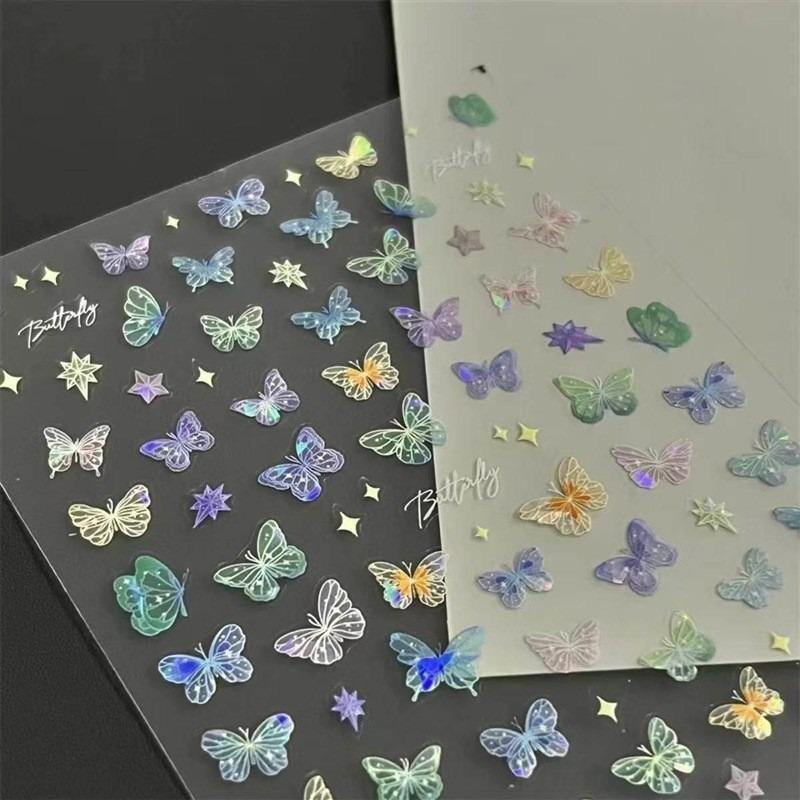 

Bestseller Butterfly Flat Wing Shiny Sticker Premium Nail Art Decal Face Decoration Accessory Fairy Manicure Design Supply