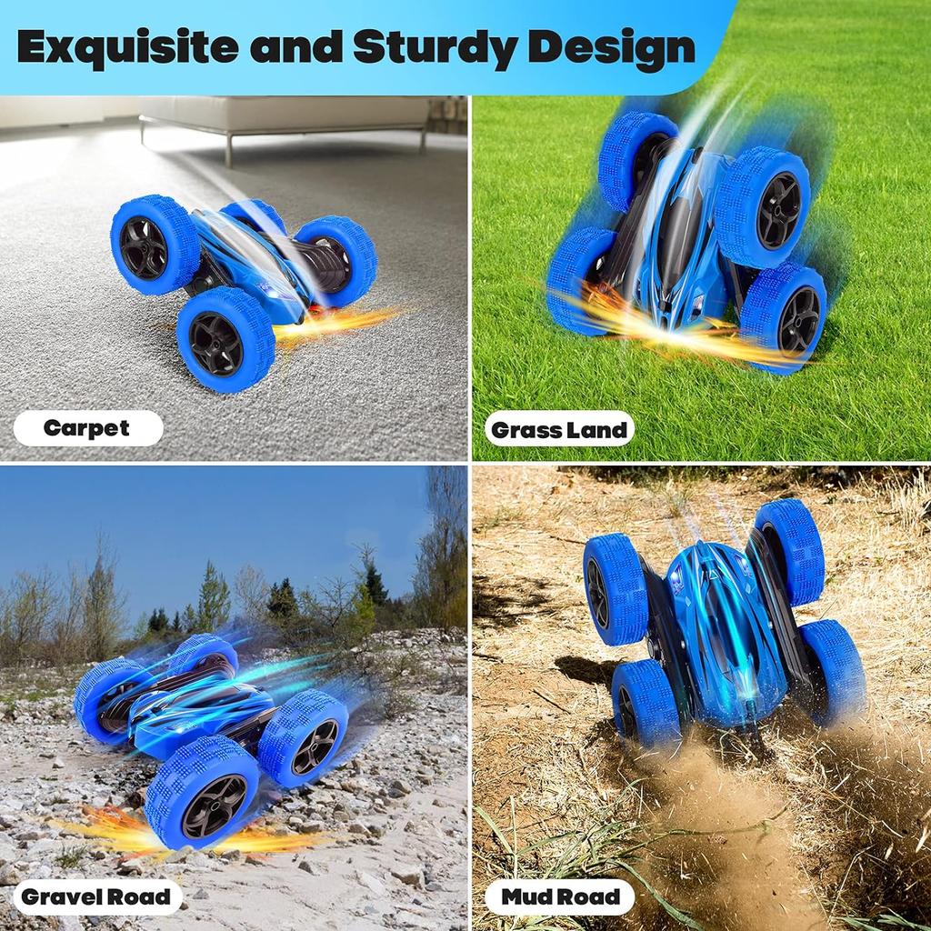 Remote Control Car, 4WD RC Cars with Double Sided 360 Degrees Tumbling and Rotating, 2.4GHZ RC Stunt Car with LED